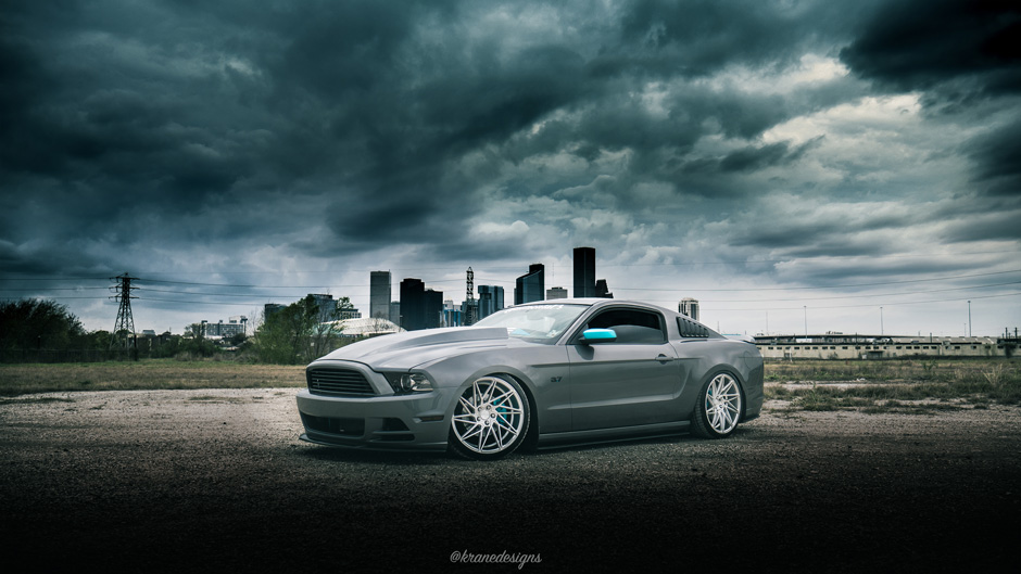 ACE 20" Driven Silver w/ Machine Face Aftermarket Wheels on Bagged Ford Mustang